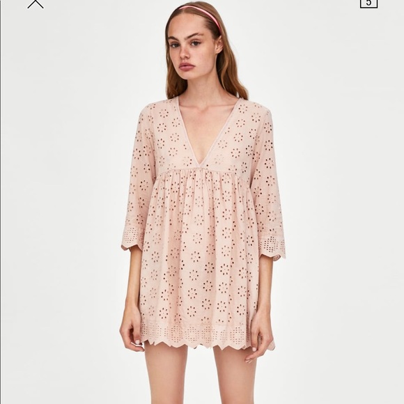 zara openwork embroidery dress